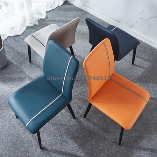 Home backrest dining chair Nordic light luxury style restaurant chair modern minimalist hotel leather chair makeup nail stool