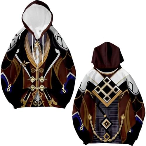 Game Genshin Impact 3D Print Zip Up Women/Men Hoodies Sweatshirts Streetwear Hip Hop Morax Zhongli Cosplay Zipper Hooded Jacket