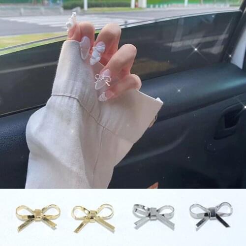 20Pcs Nail Art Metal Bow Luxury Charms Gold/Silver Simple Design Bowtie Shaped Nail Accessories For Nail Art Decoration 3D Tips