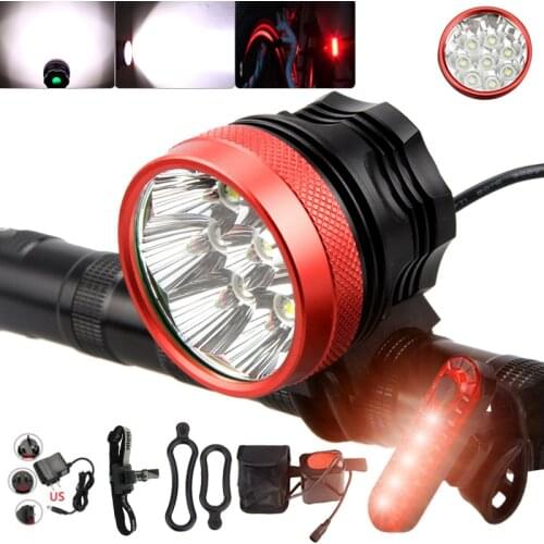 Waterproof Front Bike Light 7* XM-R8 LED Bicycle Handlebar Cycling Flashlight 3 Light Modes Lamp with USB Warning Taillight