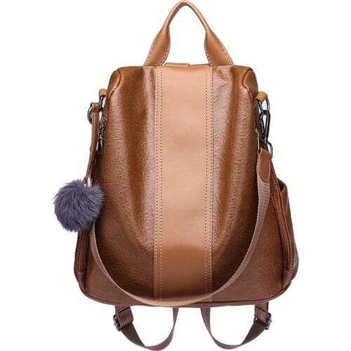 3-in-1 Anti-theft Women Backpacks High Quality Leather School Backpacks Vintage Female Shoulder Bag School Bags for Girls