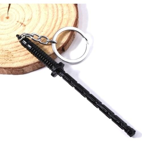 ZXMJ Movies Keychain Black Widow Weapon Pendant Keyring Electric Batons Stick Bag Jewelry Accessories Gifts