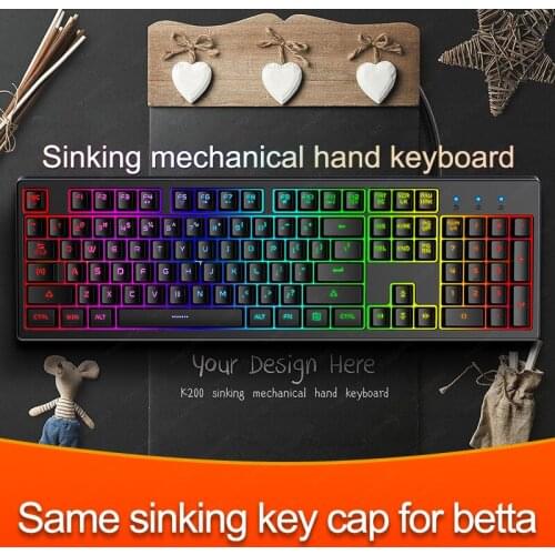 104-key mechanical keyboard USB wired LED backlit axis gaming mechanical keyboard, used for desktop, support waterproof