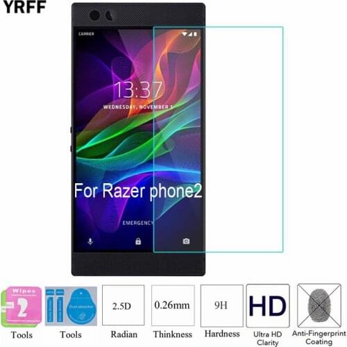 2PCS 2.5D 9H 0.26mm For Razer phone2 Tempered Glass Film Protective Screen Protector Film For Razer phone 2 Free Tools