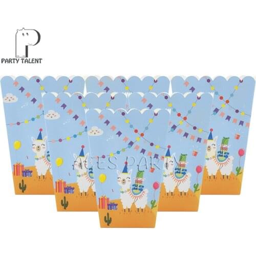 24pcs/lot Popcorn Box for Kids Children Llama Alpaca Theme Birthday Party Baby Shower Party Decoration Party Supplies