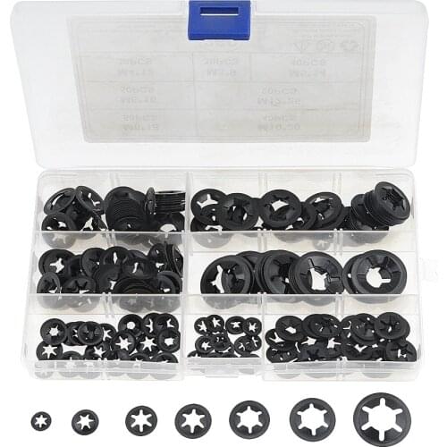 260PCS/Box M3-12 Set Manganese Steel Push On Washer Retaining Lock Internal Tooth Star lock Washers Set Fasteners Assortment Kit