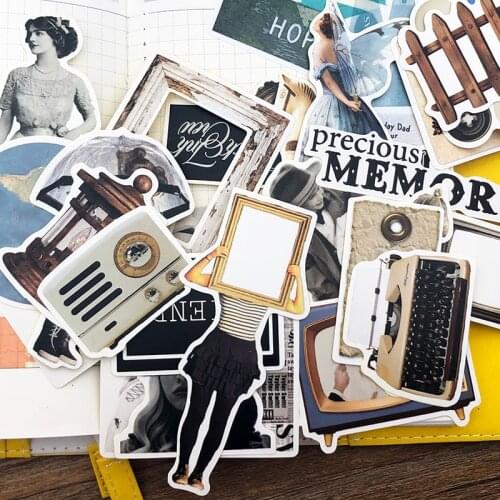 34pcs / bag scrapbooking retro stickers fresh magazine series characters personalized English album diary decorative stickers