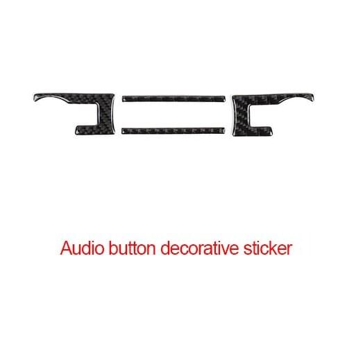 For Ford Mustang 2015-2020 carbon fiber Audio button decorative sticker 4pcs