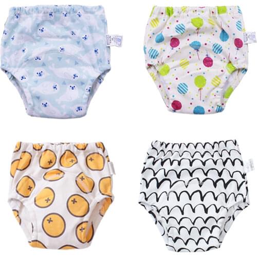 4pcs/lots Baby Kids Toddler Reusable Training Pants Cotton Changing Nappy Infant Washable Cloth Diaper Nappy Cotton Panties