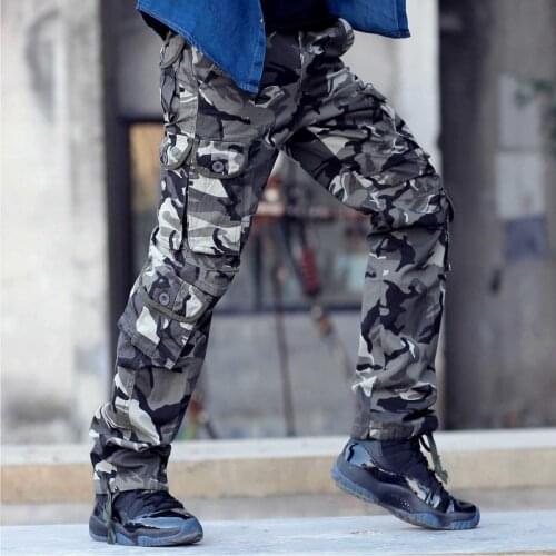 Mens Camouflage Pants Fashion Multi Pockets Military Style Army Pants Jogger Camo Baggy Cargo Pants Clothing Male Tactical Pants