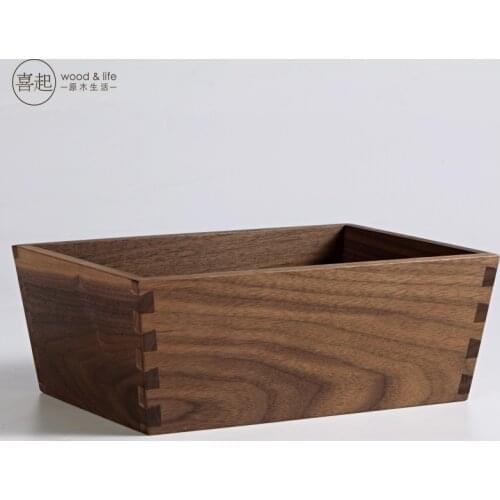Walnut Solid Wood Desktop Miscellaneous Reception Box Creative Fruit Box Dovetail Tenon Wood Box Wooden Rice Dough
