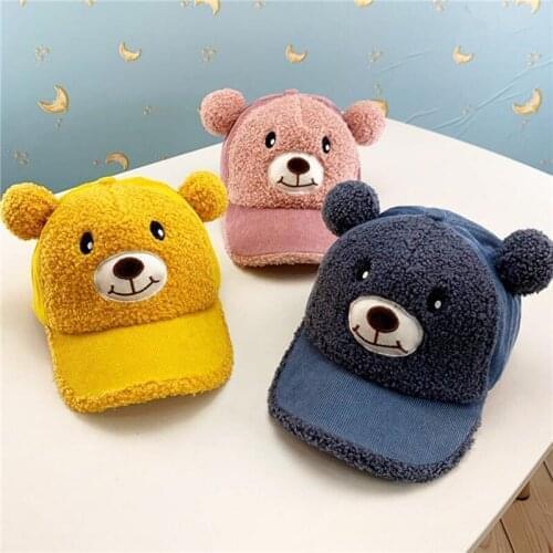 Cartoon Bear Baby Baseball Caps Warm Children Toddler Caps Bonnet Enfant Baby Girl Boy Autumn Winter Hat for Kids Boys Girls