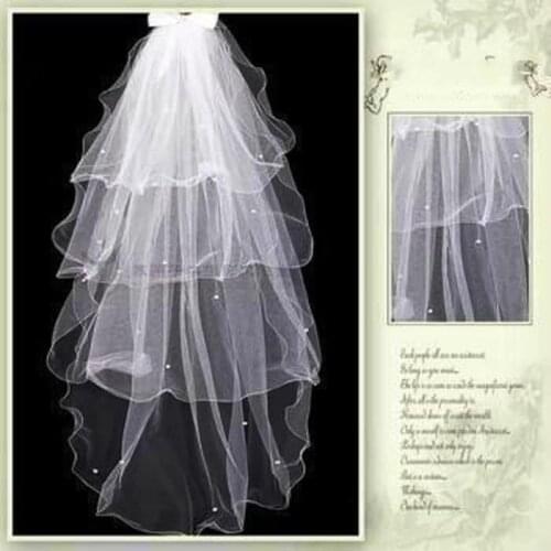 Ivory Wedding Veils Long Lace Edge Bridal Veil with Comb Wedding Accessories Bride 2021