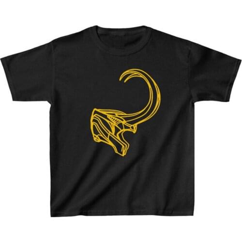 Loki Horned Helmet T-shirt Lokis Helmet T Shirt Superhero Shirt Kids Graphic Tees Boys Girls Summer Casual Top Children Clothes