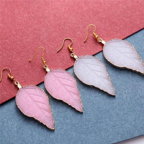 HOCOLE New Resin Stone Leaves Drop Earrings crystal/Big earrings jewelry Beautiful Gold Color Dangle Earring christmas Za Brand