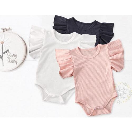 0-18M Newborn Baby Girls Rompers Ruffles Knitted Jumpsuit Soft Baby Girls Costumes Clothes