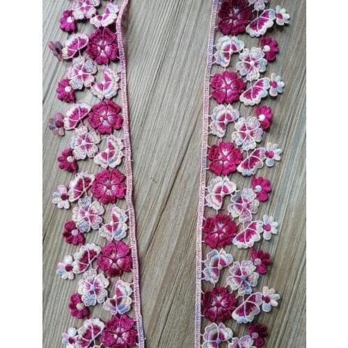 1 Yard New Roseo Embroidery Flower Lace Fabric Trim Ribbon DIY Sewing Bridal Applique Collar Guipure Dress Wedding Decor 6CM