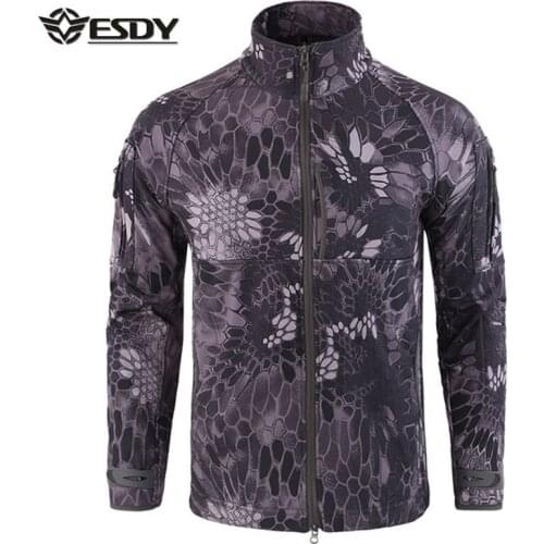 ESDY Men Outdoor Military Tactical SoftShell Jackets Fleece Waterproof Breathable Camo Clothing Climbing Hunting Training Jacket