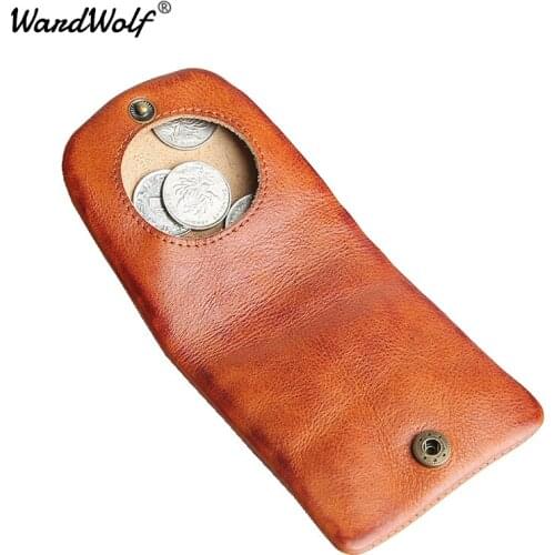 WardWolf Hasp Coin Purse Handmade Genuine Leather Mini Cute Coin Holder Original Multifunction Small Wallet Coin Bag Pocket
