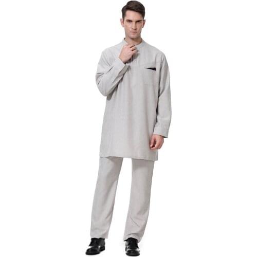 Muslim 2pcs Men Traje Arabe Pakistan Mens Clothing Arabic Clothes Homme Islam Kaftan Hombre Abaya Dubai India Rethobe Jalabiya