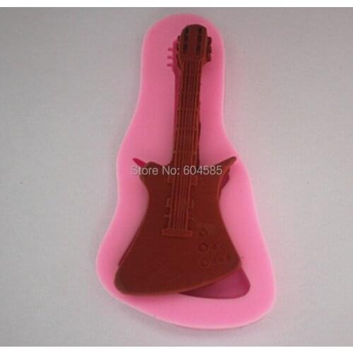New Arrival Guitar shaped 3D silicone cake fondant mold, cake decoration tools, soap, candle moulds FM190
