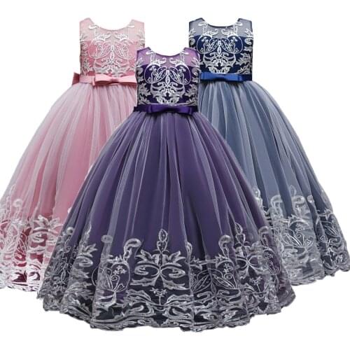 2020 Girls Dress Sleeveless Bridesmaid Wedding Party Ball Gown Kids Dresses For Girls Elegant Princess Dress Children Clothing