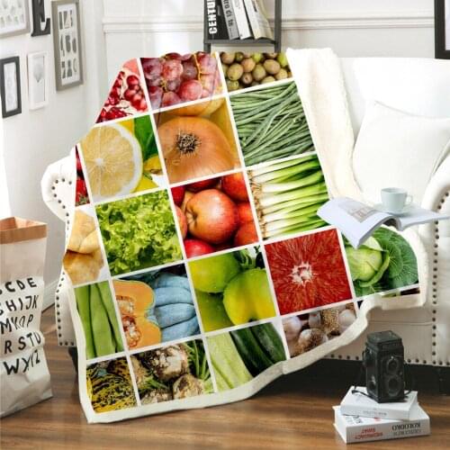 New Vegetable and Fruit 3D Digital Print Sherpa Blanket Stylish Bedroom Decor Home Textile Flannel Soft Comfortable Bed Blankets