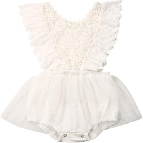 Newborn Infant Baby Girls Clothes Flower Lace Romper Dress Bodysuit Jumpsuit One-Piece 0-24 Months