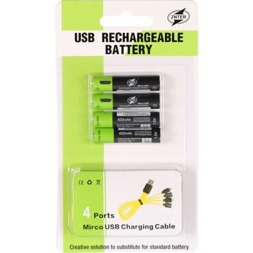 Original ZNTER AAA Battery 400mAh AAA 1.5V Toys Remote controller batteries by Mirco USB Rechargeable Battery