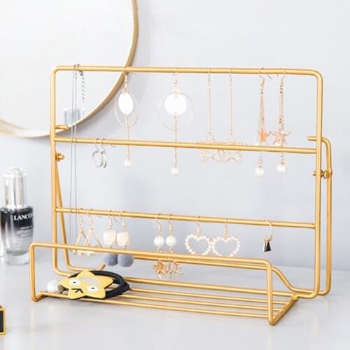 Earrings Hanging Rack Jewelry Organizer Holder Metal Ear Stud Display Stand Necklace Hang Stand Jewelry Show Rack Black