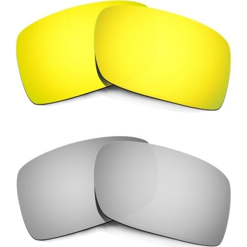 HKUCO For Gascan Sunglasses Polarized Replacement Lenses 24K Gold/Silver 2 Pairs 100% UVA & UVB Protection