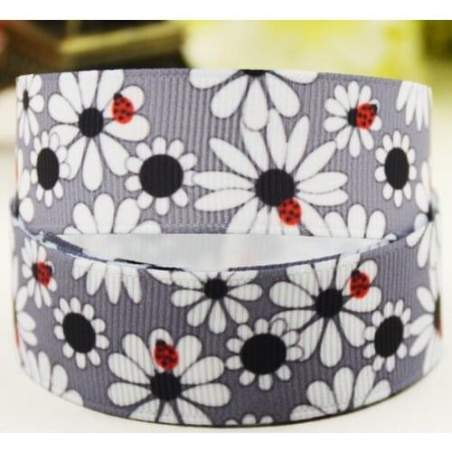 22mm 25mm 38mm 75mm Flowers cartoon printed Grosgrain Ribbon party decoration 10 Yards X-04286