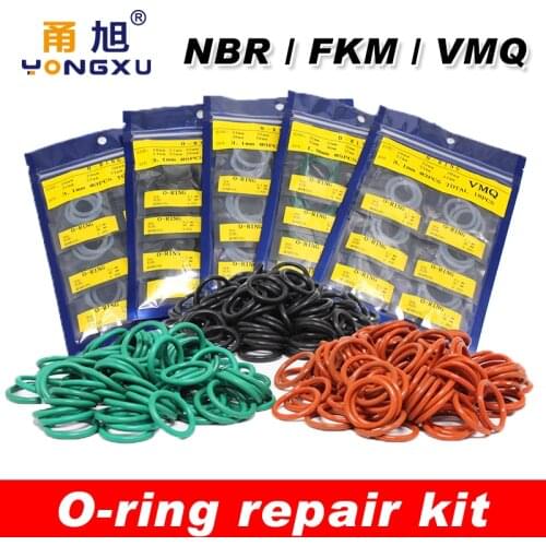 Rubber O-ring repair-Kit-Set Sealing-Ring FKM NBR VMQ rubber gasket thickness 1/1.5/1.9/2.4/3.1mm Wear-resistant oil-resistant
