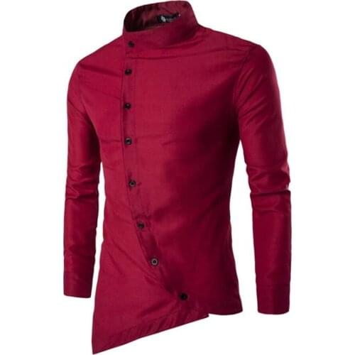 M-2XL Visada Jauna New Men Fashion Long Sleeved Muslim Shirt Solid Slim Fit Business Shirts Men Casual Irregular Dress Camisas