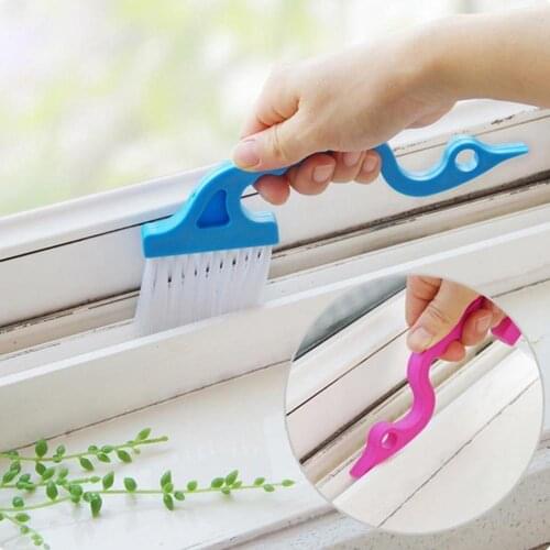 1pcs Window Groove Cleaning Brush Creative Swan Shape Handle 2 In 1 Scraper Brush Sill Crevice Cleaner Household Cleaning Tools