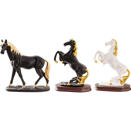 Nordic Resin Horse Statue Standing Figurine Tabletop Wine Cabinet Businesses Decor Ornaments Holiday Housewarming Artwork Gifts