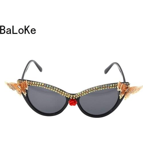 Baroque Steampunk Sunglasses Black Frame Metal Flower Round Sun Glasses Woman Party/Summer Beach Outdoor Casual Decoration