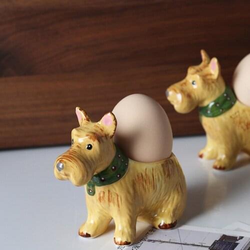 Ceramic Egg Holder Cute Cartoon Dog Food Support Rack Breakfast Cup Organizer Funny Home Kitchen Table Decor Accessories