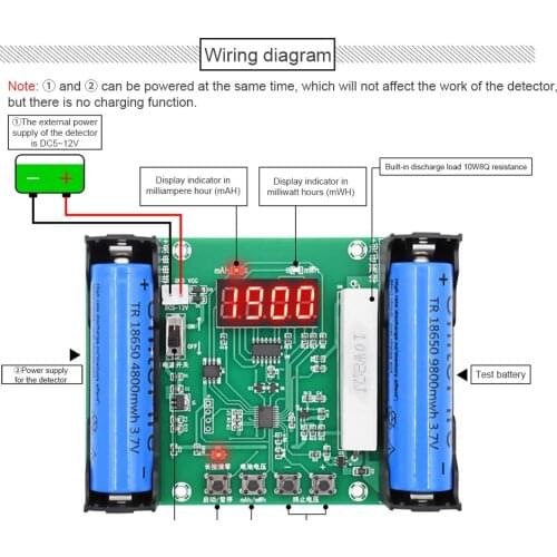 XH-M240 Battery 18650 Lithium Battery True Capacity Tester maH/mwH Digital Discharge Electronic Load Battery Monitor DC 5V-12V