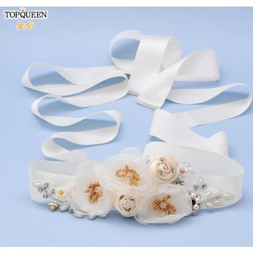 TOPQUEEN S486 Women Belts for Dress Womens Formal Wear Belts Wedding Accessories Wedding Floral Belt Rhinestone Belts for Dress