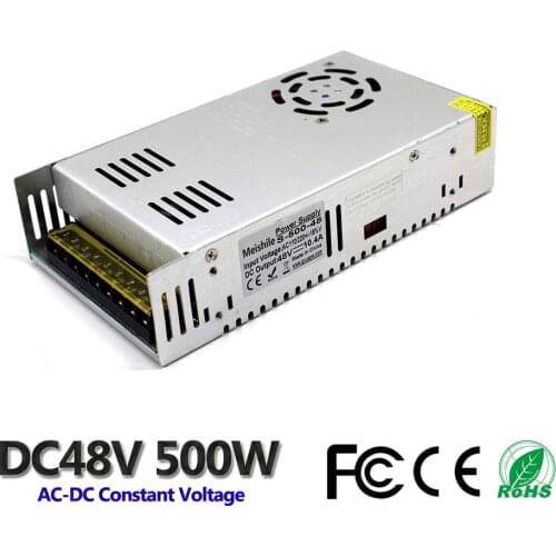 DC 48V 10.4A 500W LED Light Belt Driver Switching Power Supply 110V 220V AC Constant Voltage Transformer Monitoring CCTV CNC