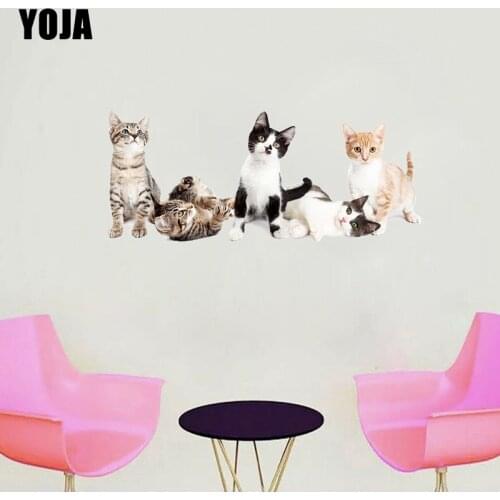 YOJA 56.2×24.5CM A Group Of Cute Kittens Bedroom Decor Decal Animal Home Room Wall Stickers 8WS0221