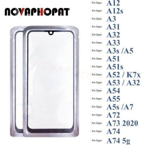 Black Digitizer LCD Sensor Glass Panel For Oppo A12 A12s A3 A31 A32 A33 A3s A5 A51 A51s Touch Screen Glass lens + With OCA Film