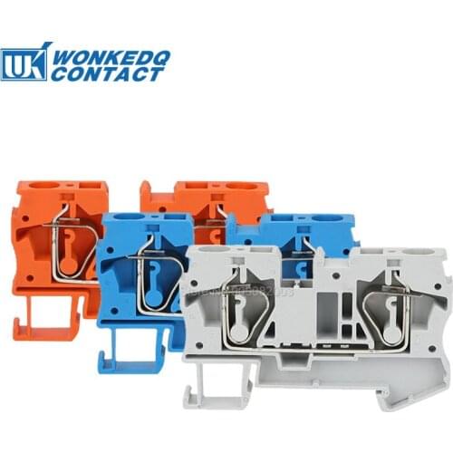 Din Rail Terminal Blocks 10Pcs ST-6 Connectors Electrical Wiring Return Pull Type Spring Cage Connection Terminal Blocks