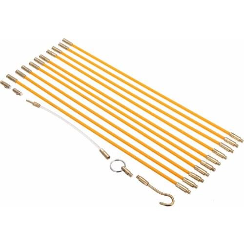 10pcs Cable Pulling Rods Flexible Acrylic Connection Fiberglass Cable Running Rods with Brass Hook End with Brass Eye End Kit