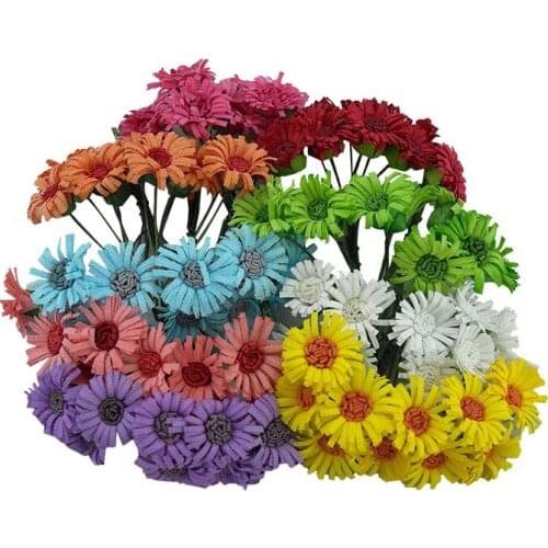 10pcs/bags Artificial and dried flowers European retro daisy Student bookmark gift box card home decoration cloth chrysanthemum