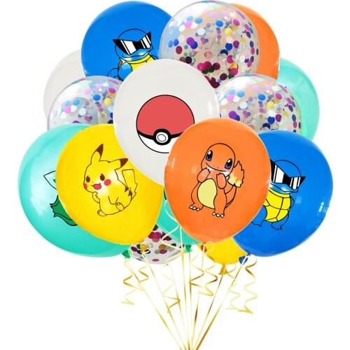 15pcs Pokemon Latex Balloon Decorations Anime Pikachu Birthday Party Decoration Childrens Jenny Turtle Toy Balloon