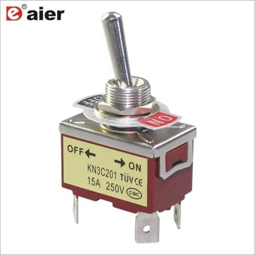20PCS KN3C-201P 250VAC 15A ON-OFF 2 Position DPST 4 Pin Toggle Switch Medium 12MM PC Terminal