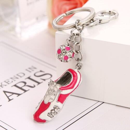 2021 spring fashion new metal painting oil football sneakers rhinestone bag wallet key chain birthday party gift