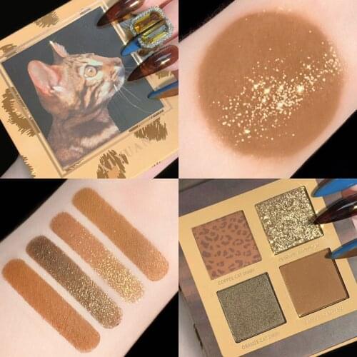 4 Colors Matte Eyeshadow Palette Cat Series Eyeshadow Glitter Pearlescent Lasting Waterproof Eyeshadow Palette Eyes Cosmetic